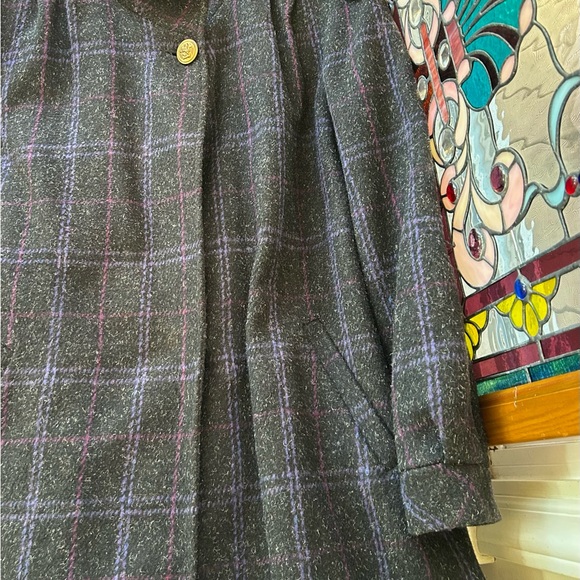 Karizma Vintage Wool Plaid Jacket Blazer Purple Gray Made In Ukraine Size 12 - Picture 8 of 11